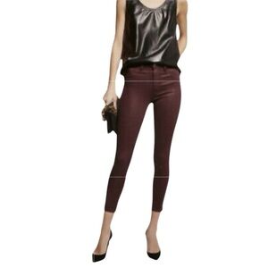 L'AGENCE Glitter Coated Burgundy/Bordeaux Margot Grunge High Rise Jeans Size 25